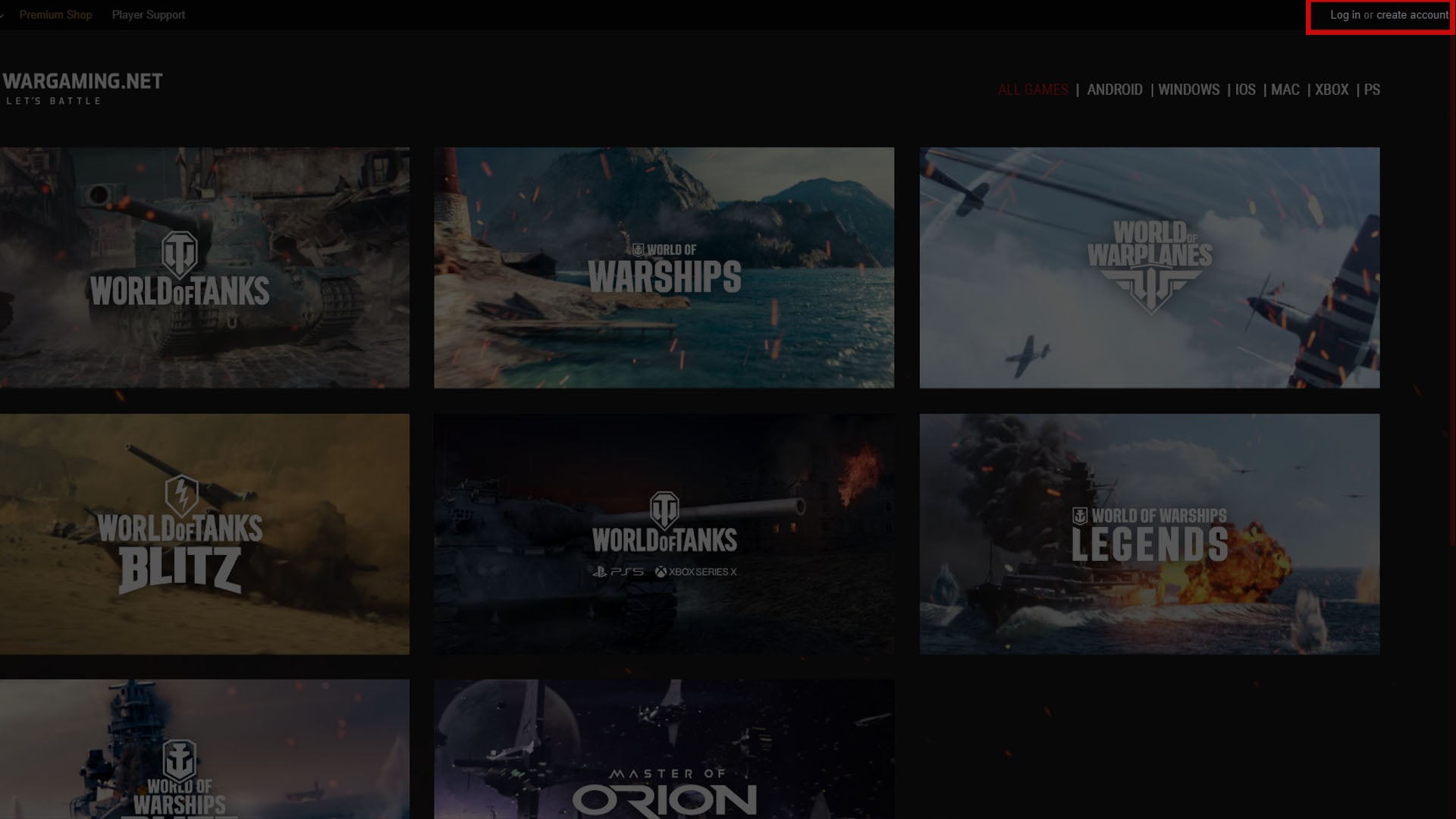Log into your Wargaming account on the official website