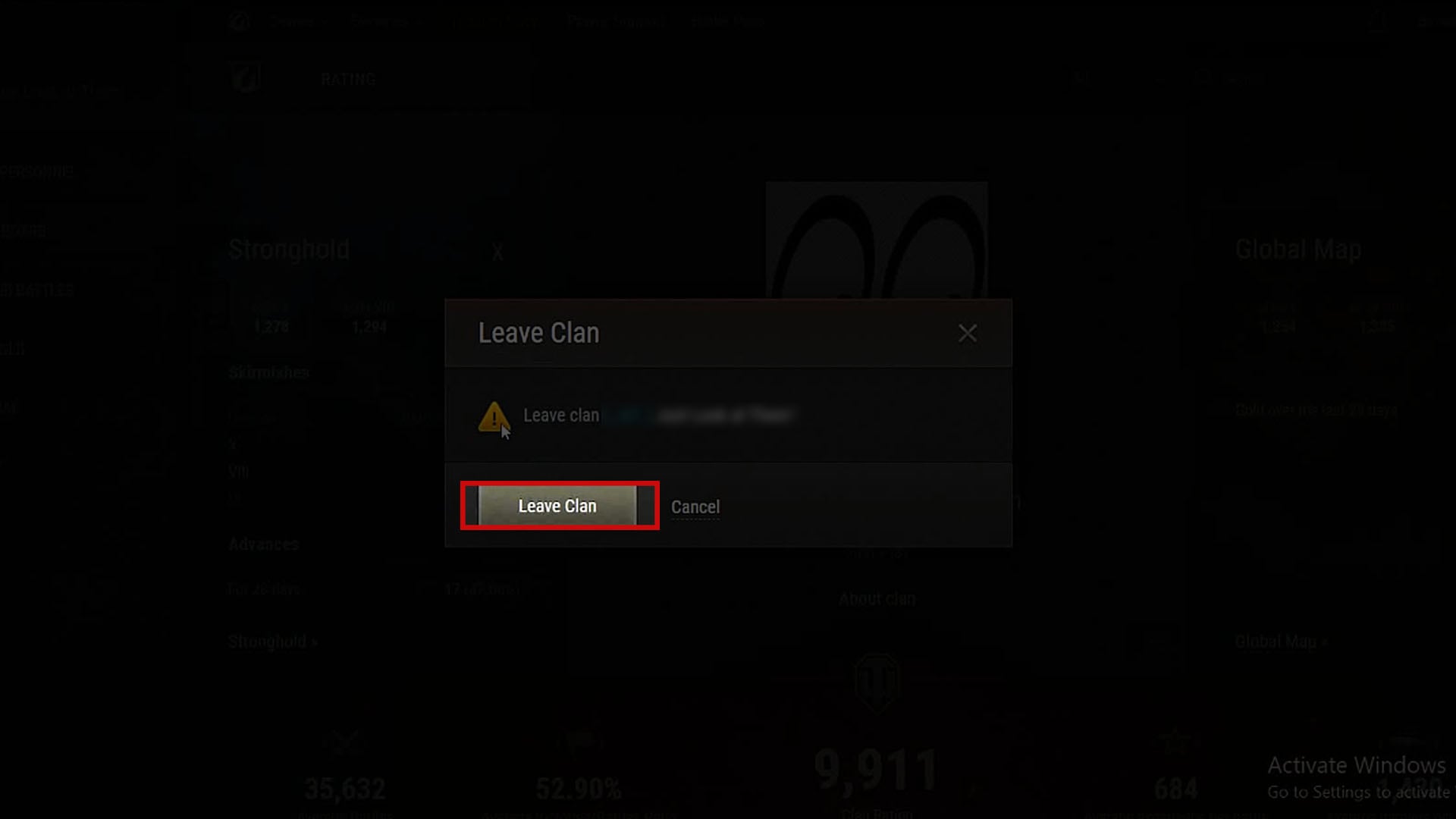 Confirm leaving your current clan
